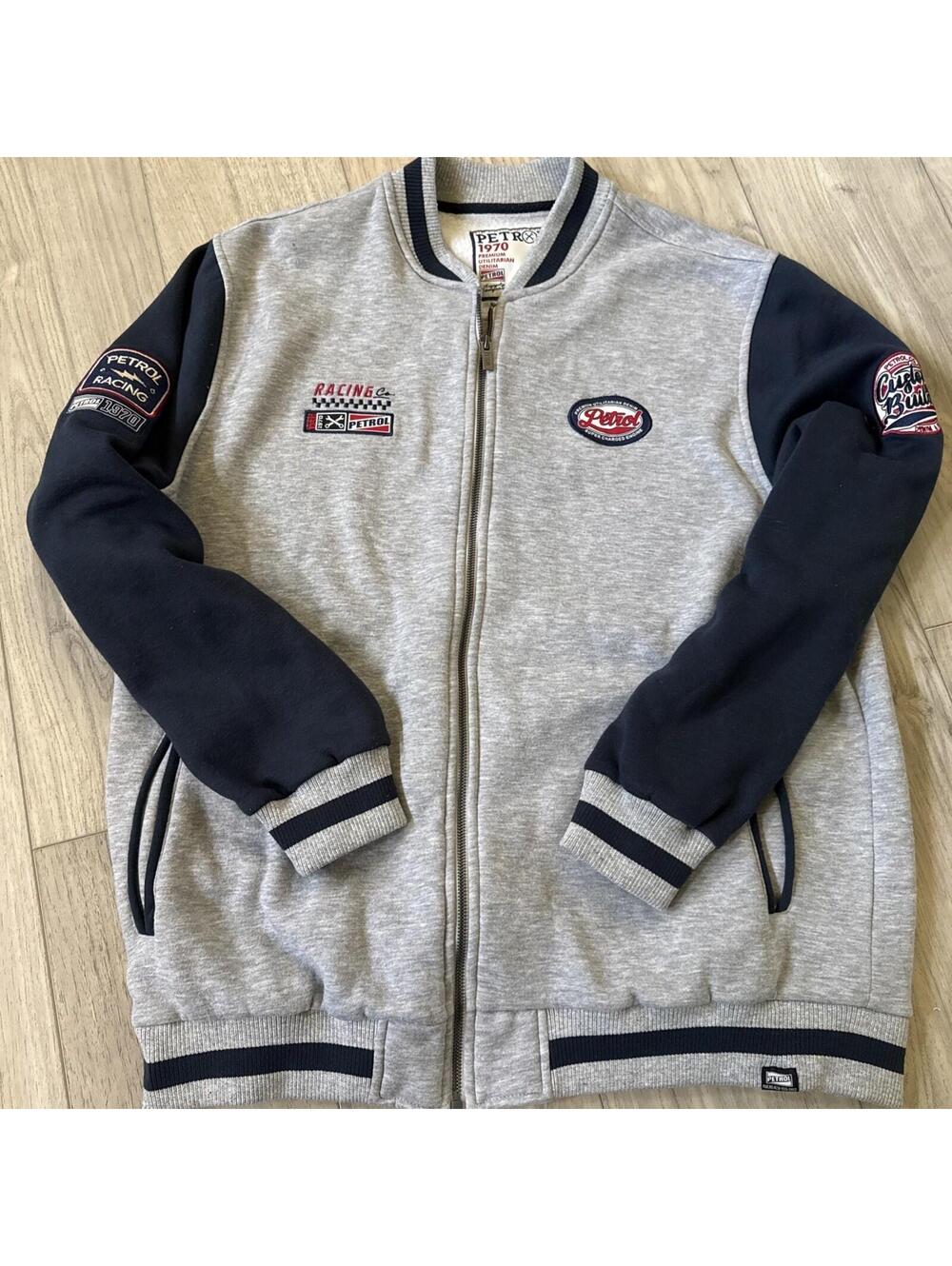 Petrol Industries Jacket Mens 2XL Gray Full Zip Varsity Bomber Jacket